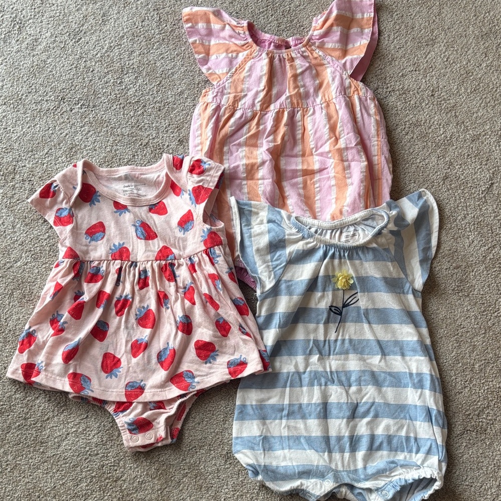 First Impressions Bundle of 3 Baby Rompers